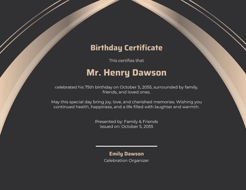 Birthday Certificate for Old Adults Template - Edit Online & Download
