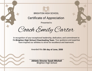 Aesthetic Cheerleading Certificate for Coach Template - Edit Online & Download