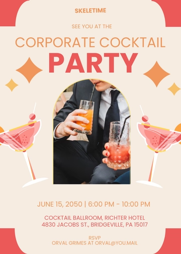 Aesthetic Corporate Cocktail Event Invitation Template - Edit Online & Download