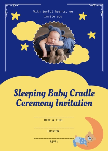 Blank Sleeping Baby Cradle Ceremony Invitation Template - Edit Online & Download