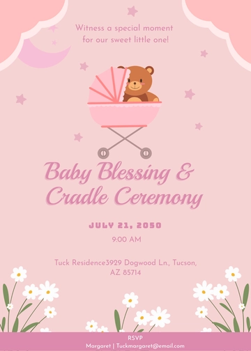 Baby Blessing and Cradle Ceremony Invitation Template - Edit Online & Download
