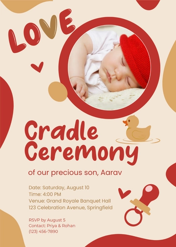 Gold and Red Digital Cradle Ceremony Invitation Template - Edit Online & Download