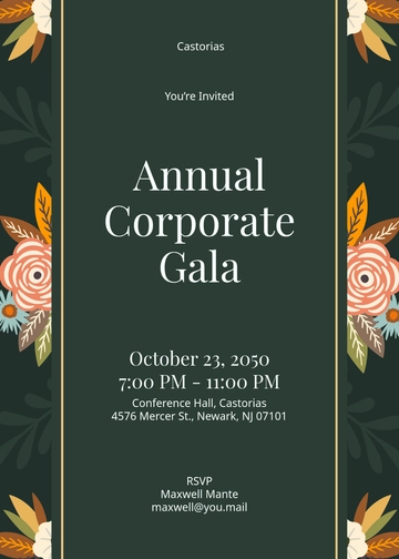 Floral Corporate Gala Event Invitation Template - Edit Online & Download