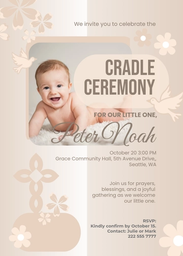 Modern Religious Cradle Ceremony Invitation Template - Edit Online & Download