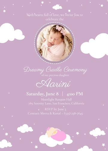 Dreamy Cradle Ceremony Invitation Template - Edit Online & Download