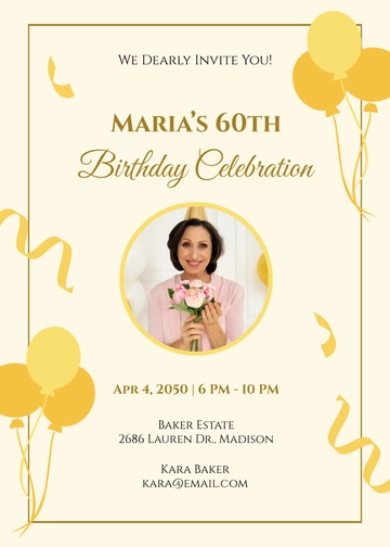 Happy 60th Adult Birthday Invitation Template - Edit Online & Download