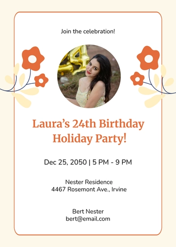 Simple Holiday Birthday Invitation Template for Adults - Edit Online & Download