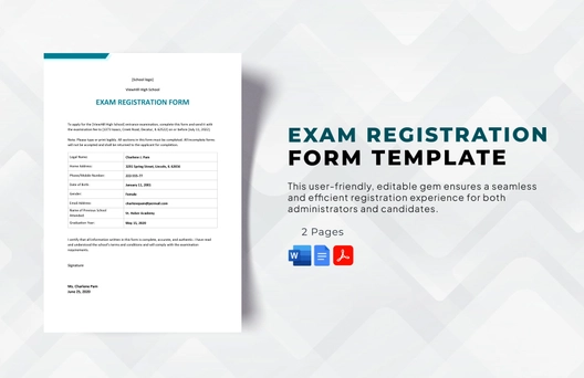Exam Registration Form Template Exam Registration Form Template
