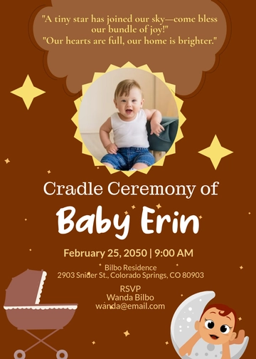 Cradle Ceremony Invitation with Creative Quotes Template - Edit Online & Download