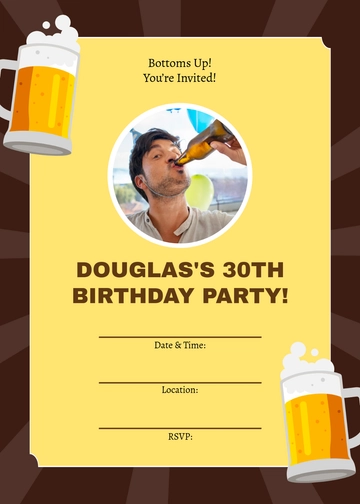 Blank Beer Themed Adult Birthday Invitation Template - Edit Online & Download