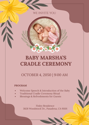 Cradle Ceremony Invitation with Program Template - Edit Online & Download