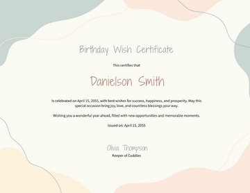 Professional Birthday Wishes Certificate Template - Edit Online & Download