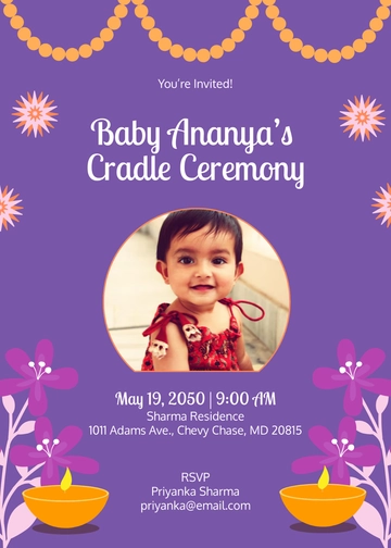 Simple Hindu Cradle Ceremony Invitation Template - Edit Online & Download
