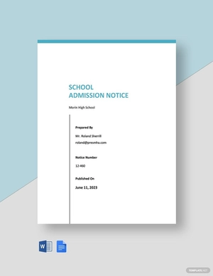 School Admission Notice Template