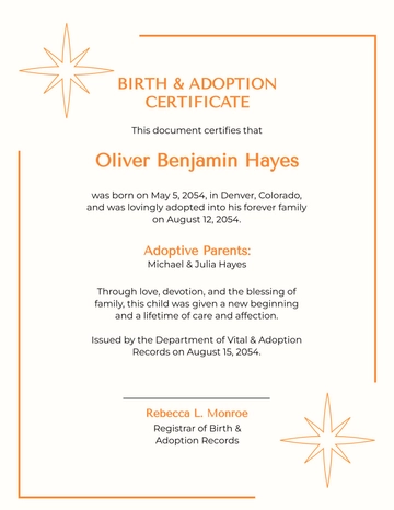 Blank Birth and Adoption Certificate Template - Edit Online & Download