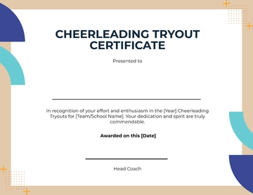 Free Blank Cheerleading Tryout Certificate Template to Edit Online