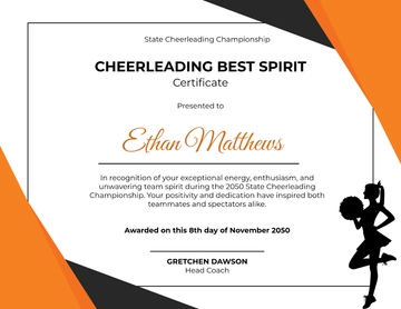 Cheerleading Best Spirit Certificate Template - Download | Template.net