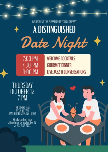Professional Date Night Itinerary Invitation Template - Edit Online & Download