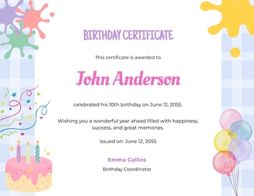 Color My World Birthday Certificate Template - Edit Online & Download