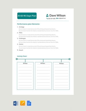 30 60 90 Days Plan Template 30 60 90 Days Plan Template
