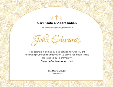Gold Essential Church Certificate Template - Edit Online & Download