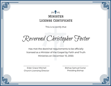 Church Minister License Certificate Template - Edit Online & Download