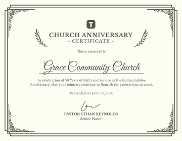 Church Anniversary Certificate Template - Edit Online & Download
