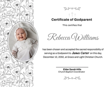 Church Certificate for Godparent Template - Edit Online & Download