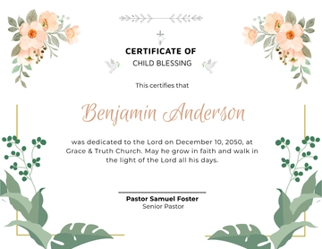 Colorful Child Blessing Church Certificate Template - Edit Online & Download
