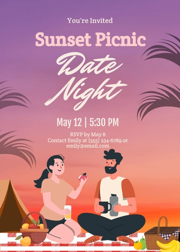 Colorful Picnic Date Night Invitation Template - Edit Online & Download