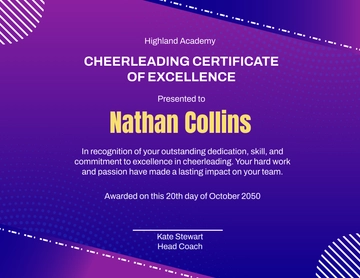 Cheerleading Certificate of Excellence Template - Edit Online & Download