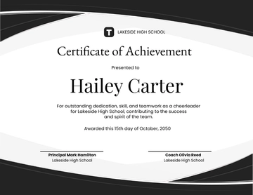 Black and White Cheerleading Certificate of Achievement Template - Edit Online & Download