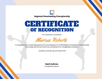 Free Cheerleading Recognition Certificate Template to Edit Online