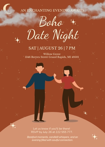 Boho Date Night Invitation Design Template - Edit Online & Download