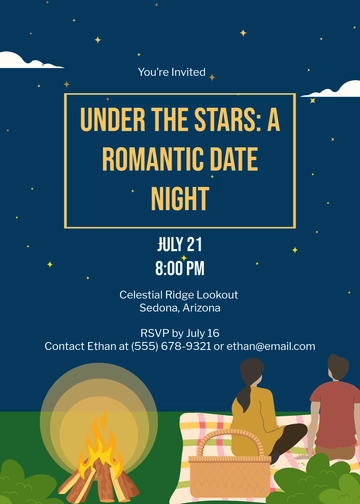 Starry Night Date Invitation Template - Edit Online & Download