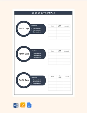 30 60 90 Payment Plan Template