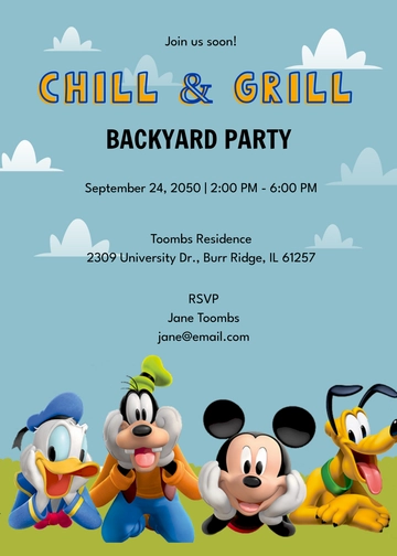 Disney Chill & Grill Invitation Template - Edit Online & Download