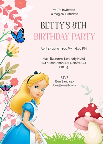 Disney Alice in Wonderland Invitation Template - Edit Online & Download