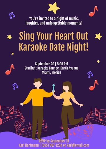 Karaoke Date Night Invitation Template - Edit Online & Download