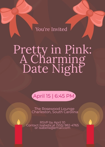 Pink Bow Date Night Invitation Template - Edit Online & Download