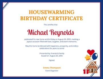 DIY Housewarming Birthday Certificate Template - Edit Online & Download
