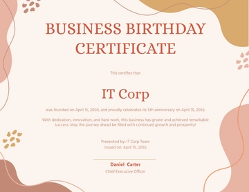 Free Aesthetic Birthday Certificate Template for Business to Edit Online