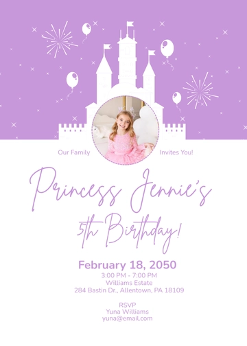 Simple Disney Castle Invitation Template - Edit Online & Download