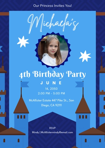 Royal Blue Disney Invitation Template | Template.net