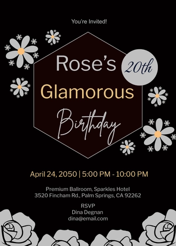 Silver Glitter Digital Invitation Template - Edit Online & Download