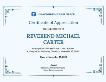 Church Guest Speaker Certificate Template - Edit Online & Download