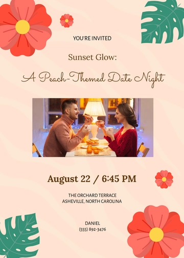 Peach Date Night Invitation Template - Edit Online & Download