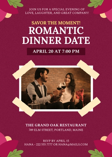 Simple Dinner Date Night Invitation Template - Edit Online & Download