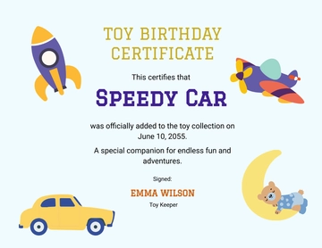 Simple Birthday Certificate for Toys Template - Edit Online & Download