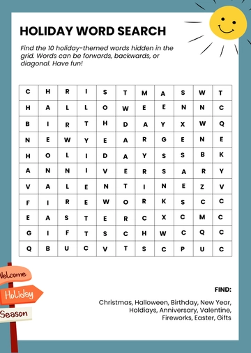 Holiday Word Search Template - Edit Online & Download
